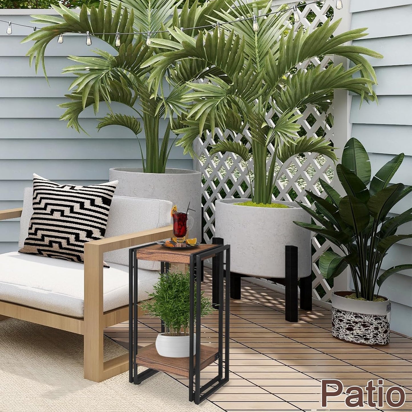 Mesa soporte plantas 22" 2 niveles marrón