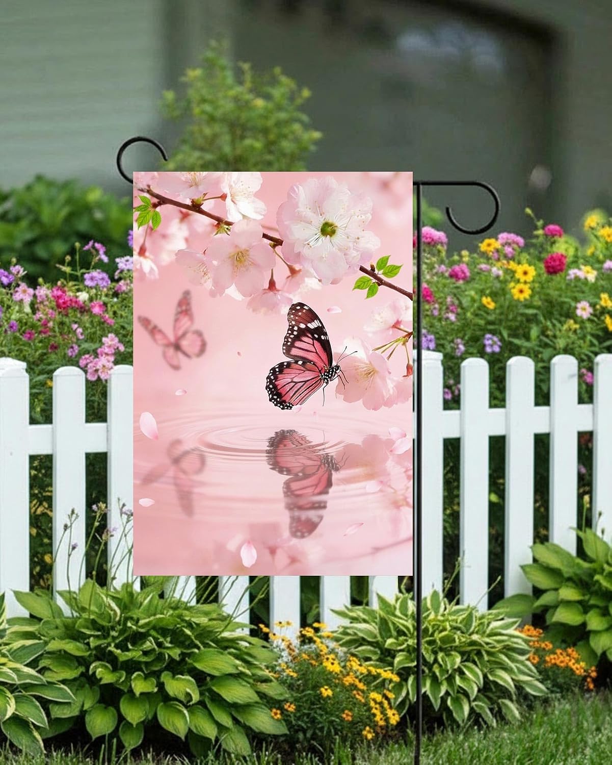 Bandera jardín 12x18" poliéster doble cara mariposas