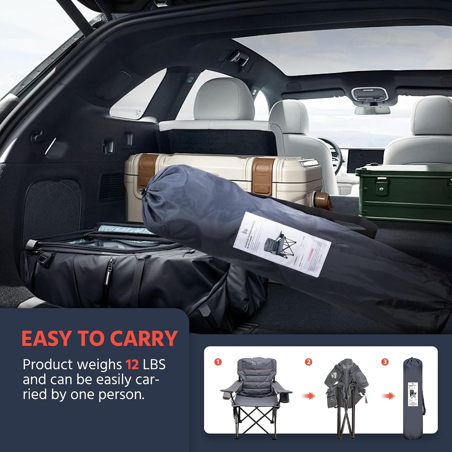 Silla campamento plegable 400lb con soporte lumbar