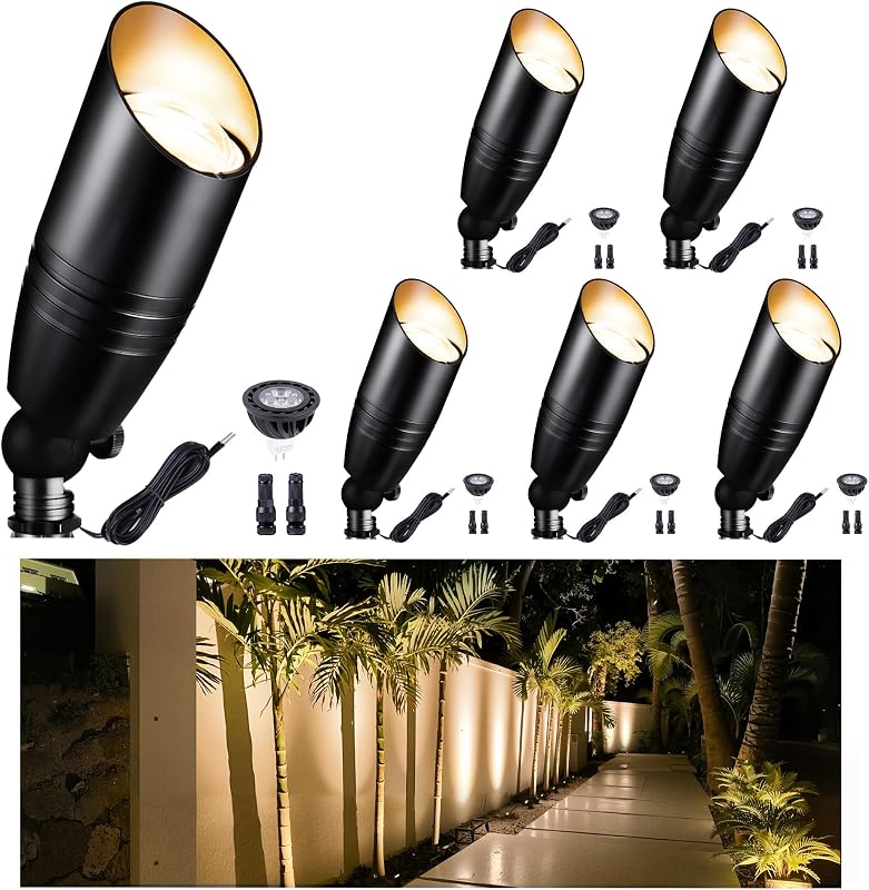 Foco LED negro 12V para árbol aluminio impermeable set 6