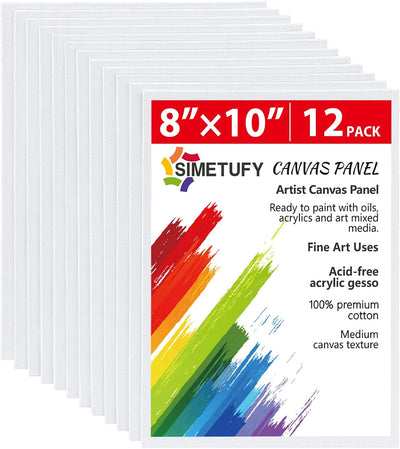 12 Pzas Tablero Lienzo 8x10pulg Blanco para Pintar