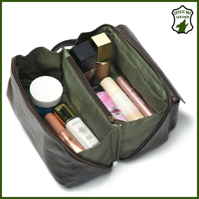 Bolsa maquillaje cuero suave organizadora viaje