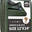 Lona impermeable polietileno 12x24ft grosor 0.009pulg verde/negra