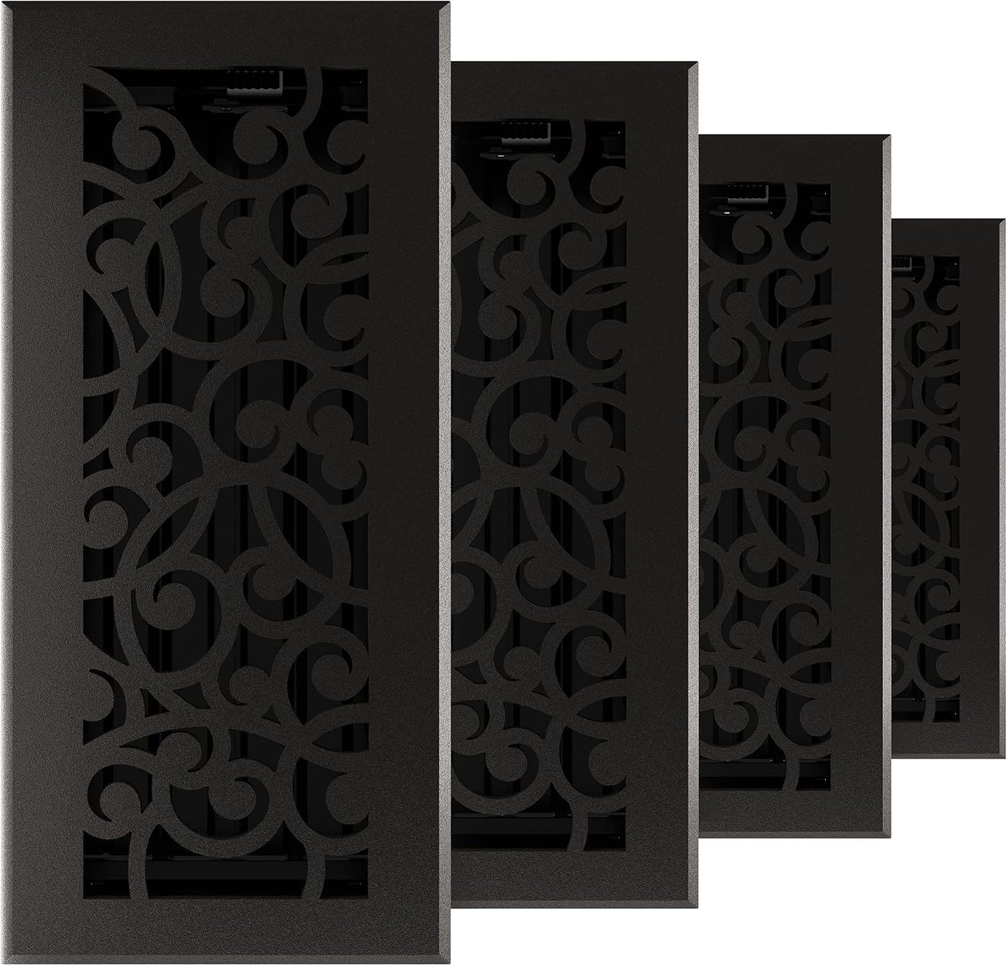 Registro hierro fundido 4x10pulg negro mate pack 4