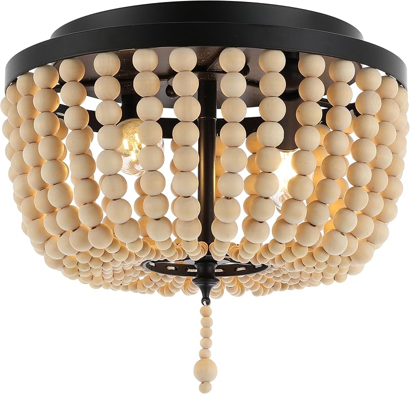 Lámpara techo empotrada 2 luces LED 10" negro/crema rústica