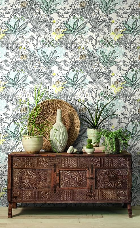 Papel pintado desierto floración negro