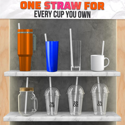100 Popotes Anchos Transparentes para Batidos y Lattes