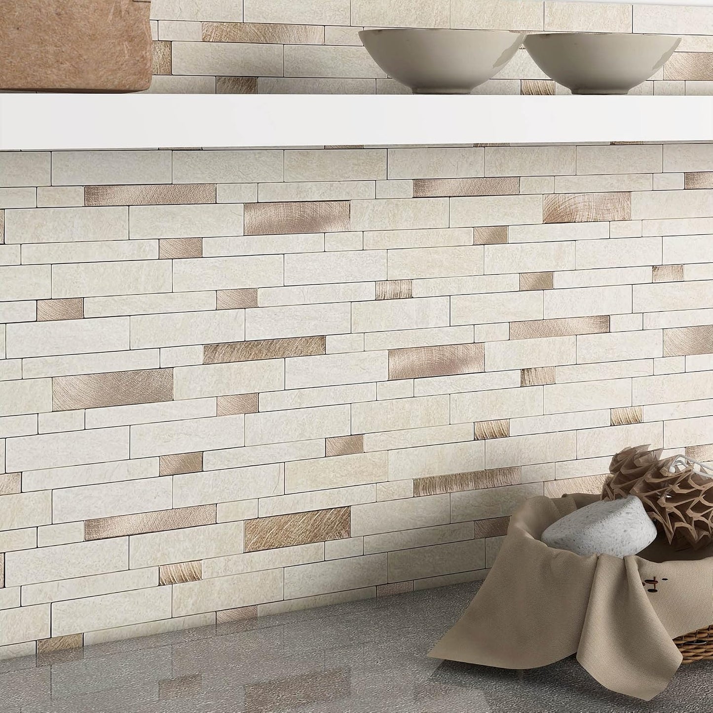 Adhesivos mosaico salpicadero cocina baño 10 hojas beige