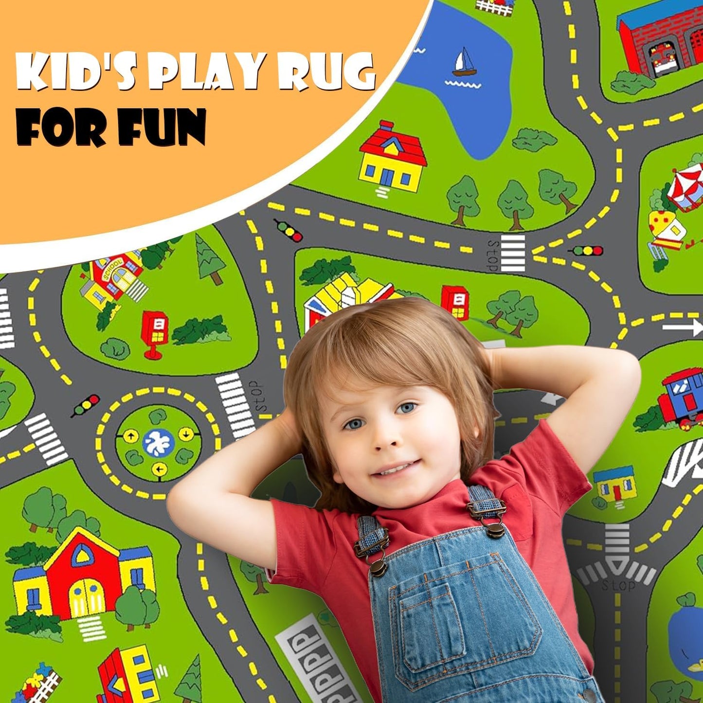Alfombra antiderrap mapa ciudad para niños 200x150cm