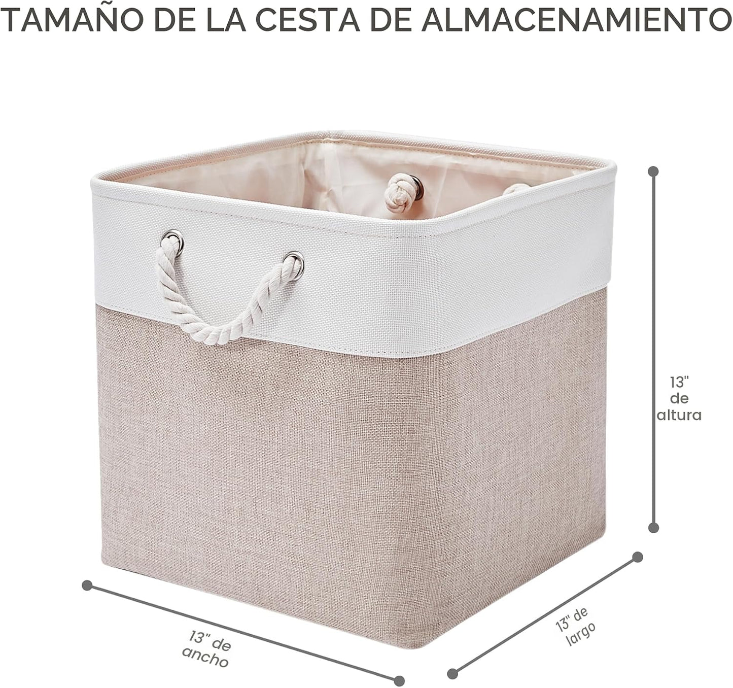 6 Pzas Cubos Almacenamiento 13x13" Tela Plegable con Asas
