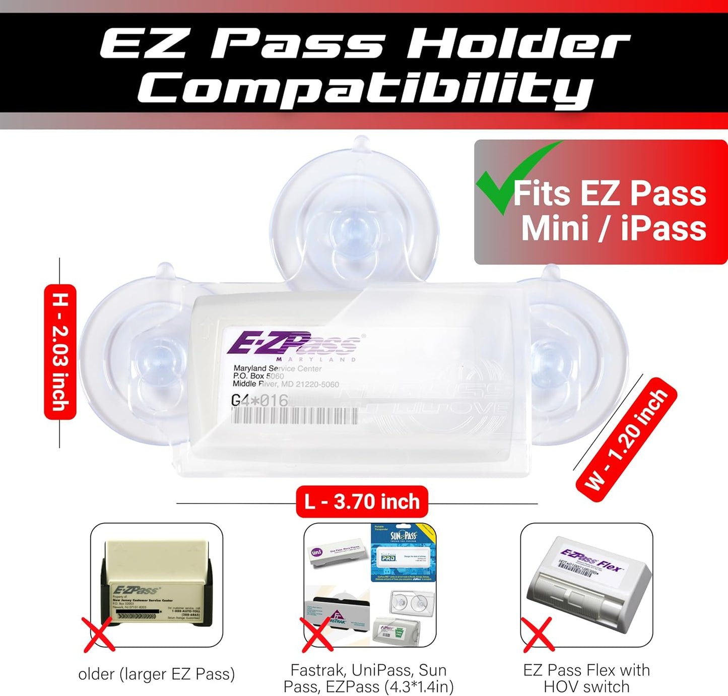 Soporte EZ Pass mejorado para coche transparente