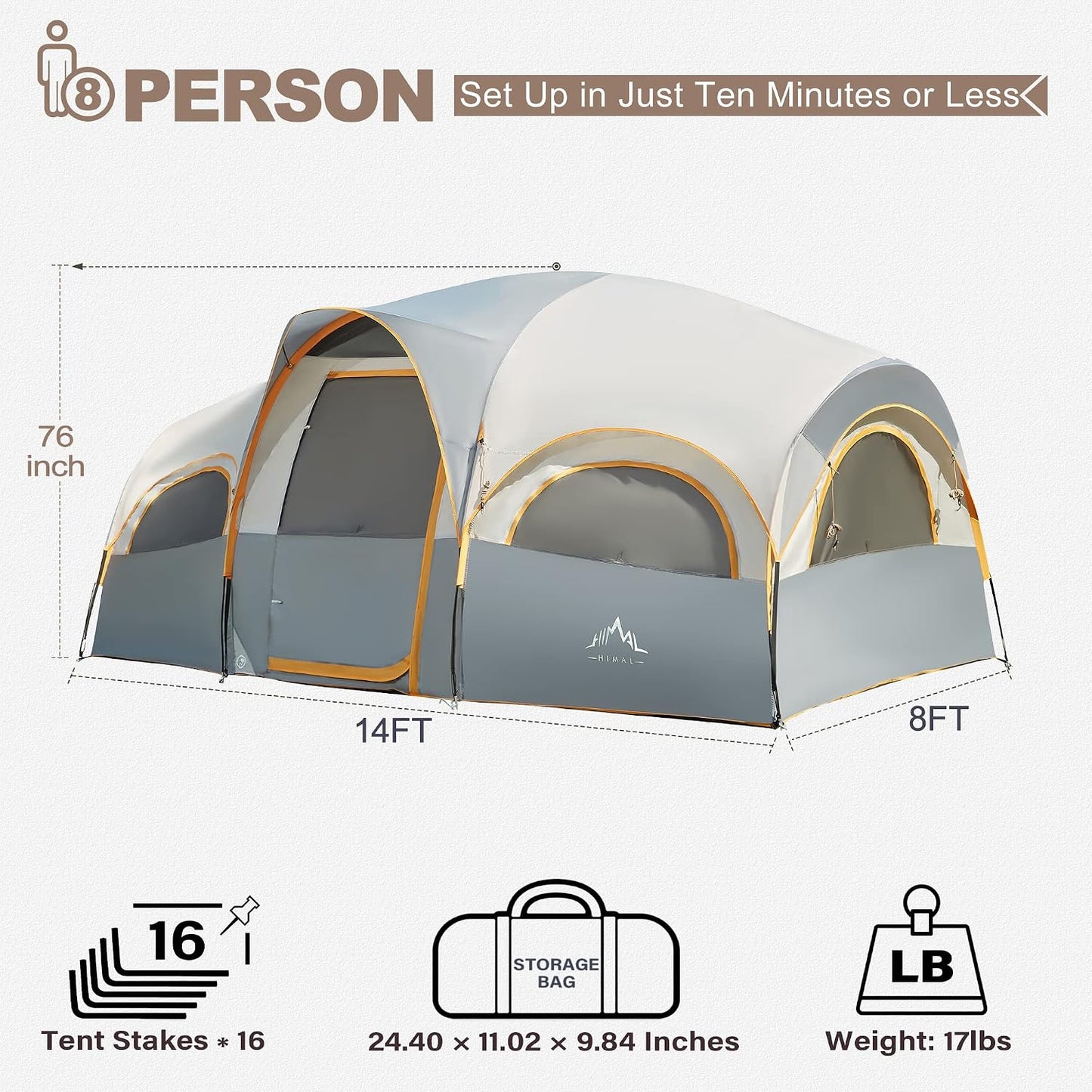 Carpa 8 personas camping impermeable con forro