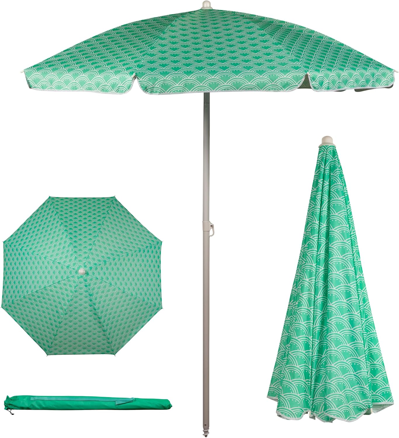 Sombrilla playa portátil 5.5ft UV con poste inclinable
