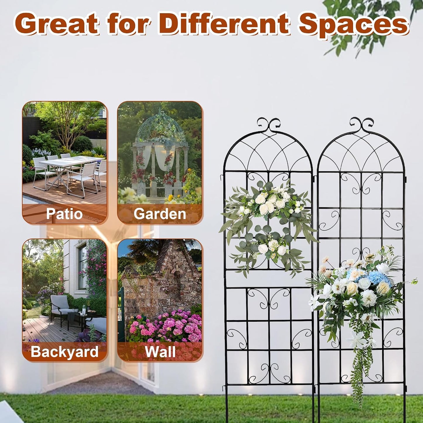 Enrejado jardín 71x20pulg set 2 metal para plantas