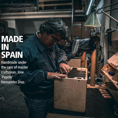 Cajón cuerda artesanal madera duramen indio fabricado España