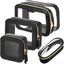 Set 4 bolsas maquillaje cuero transparente con cremallera