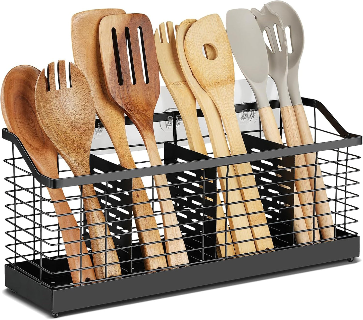 Soporte encimera cocina organiz. 4 compartimentos negro mate