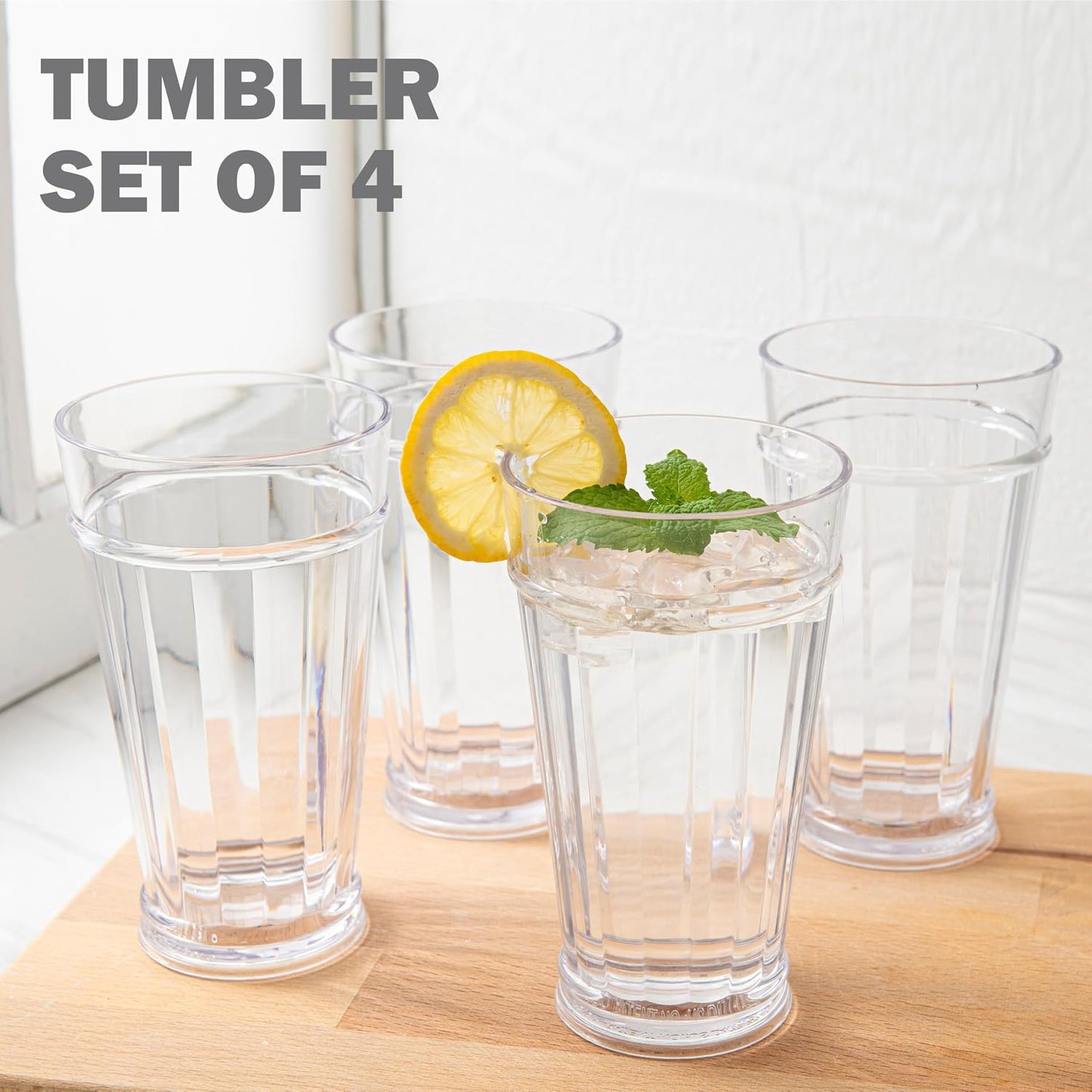 Set 4 Vasos Highball 21oz Sin BPA Plástico Alimenticio