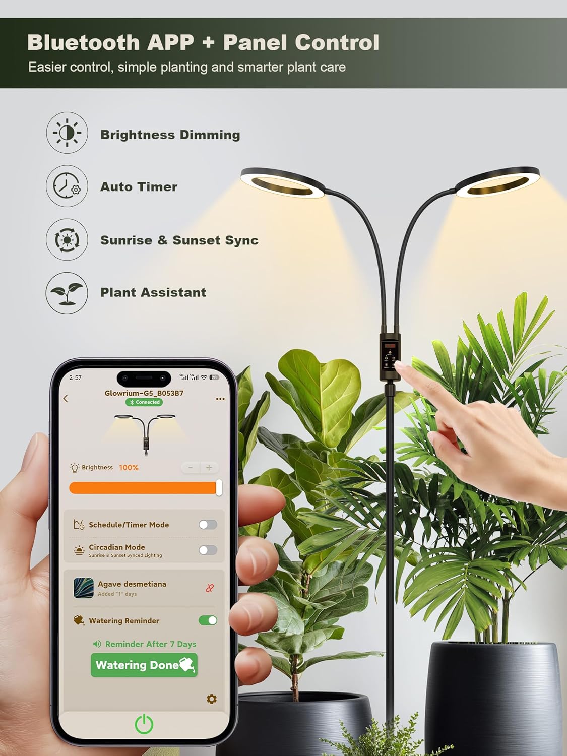 Lámpara cultivo interior 48W espectro completo 47-70pulg