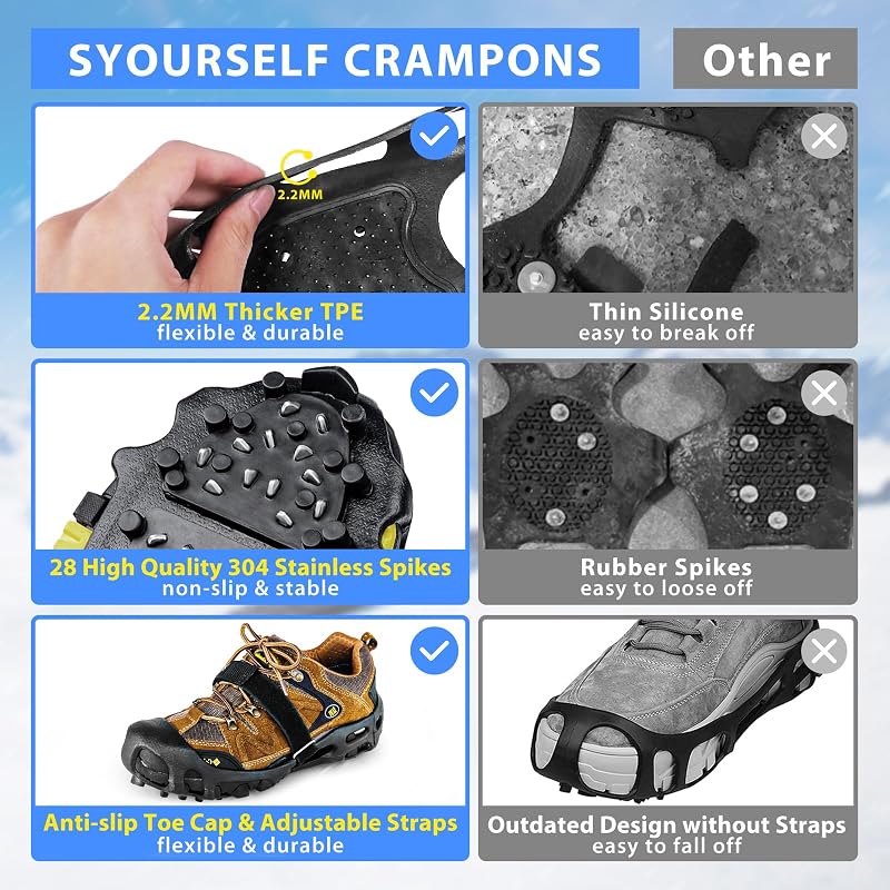 Crampones hielo 28 picos antideslizantes para senderismo