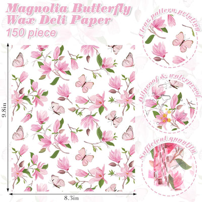 150 hojas papel acuarela magnolia mariposa 9.8 x 8.3 patrón flores resistente grasa hogar cocina
