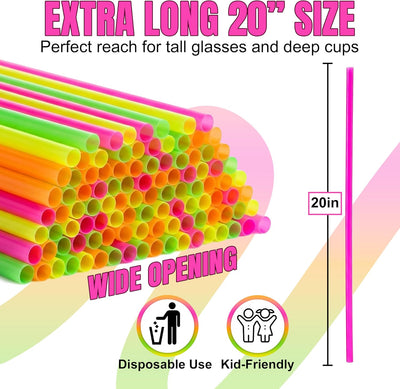 Pajitas neón 20pulg pack 300uds