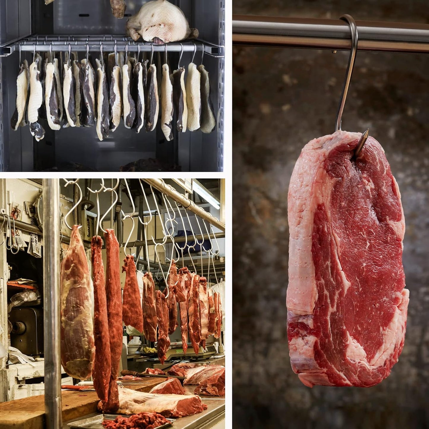 12 Ganchos Carne Acero Inox 5" para Colgar Carne