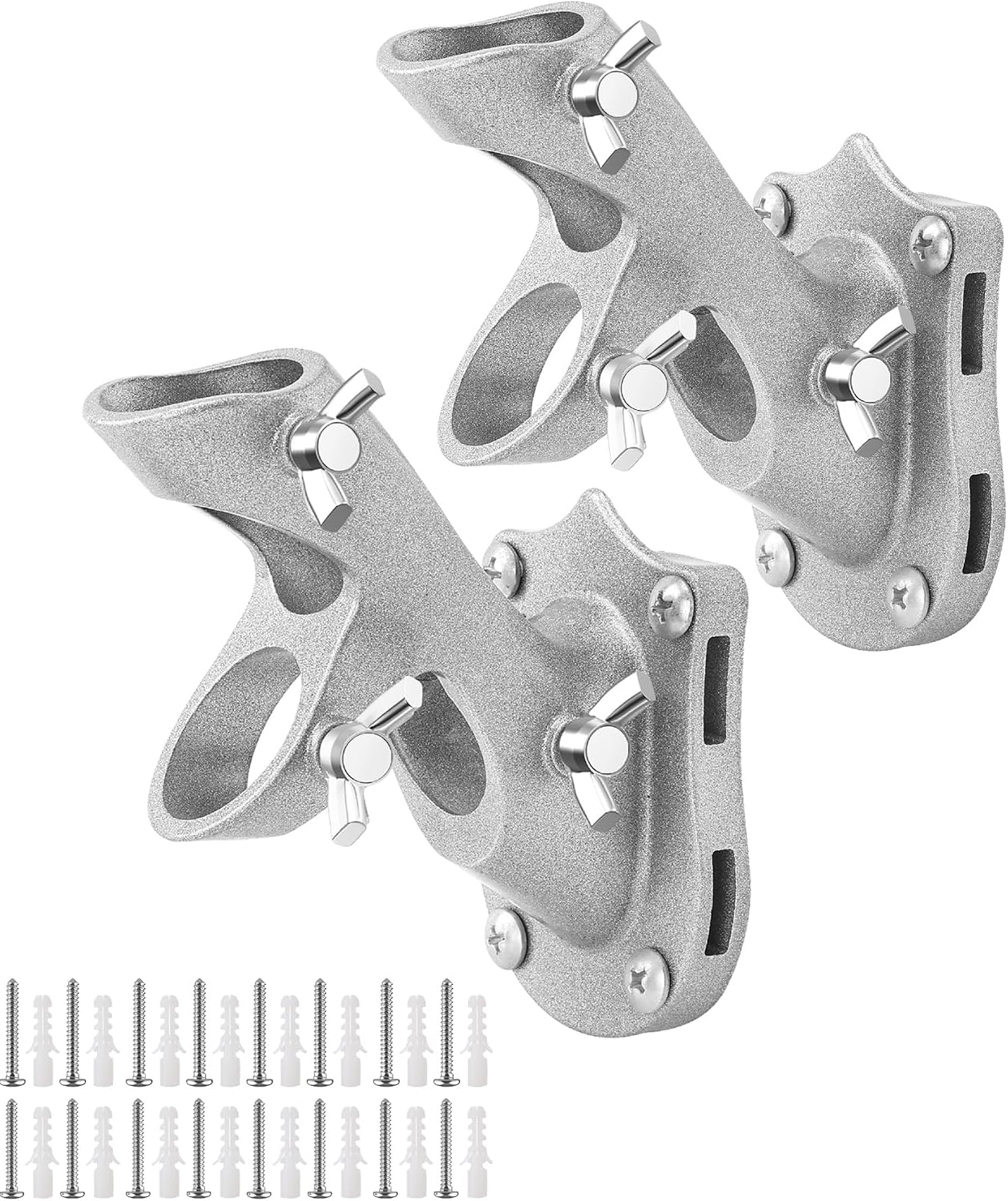 Soporte poste bandera aluminio 1" plateado 2unid ajustable