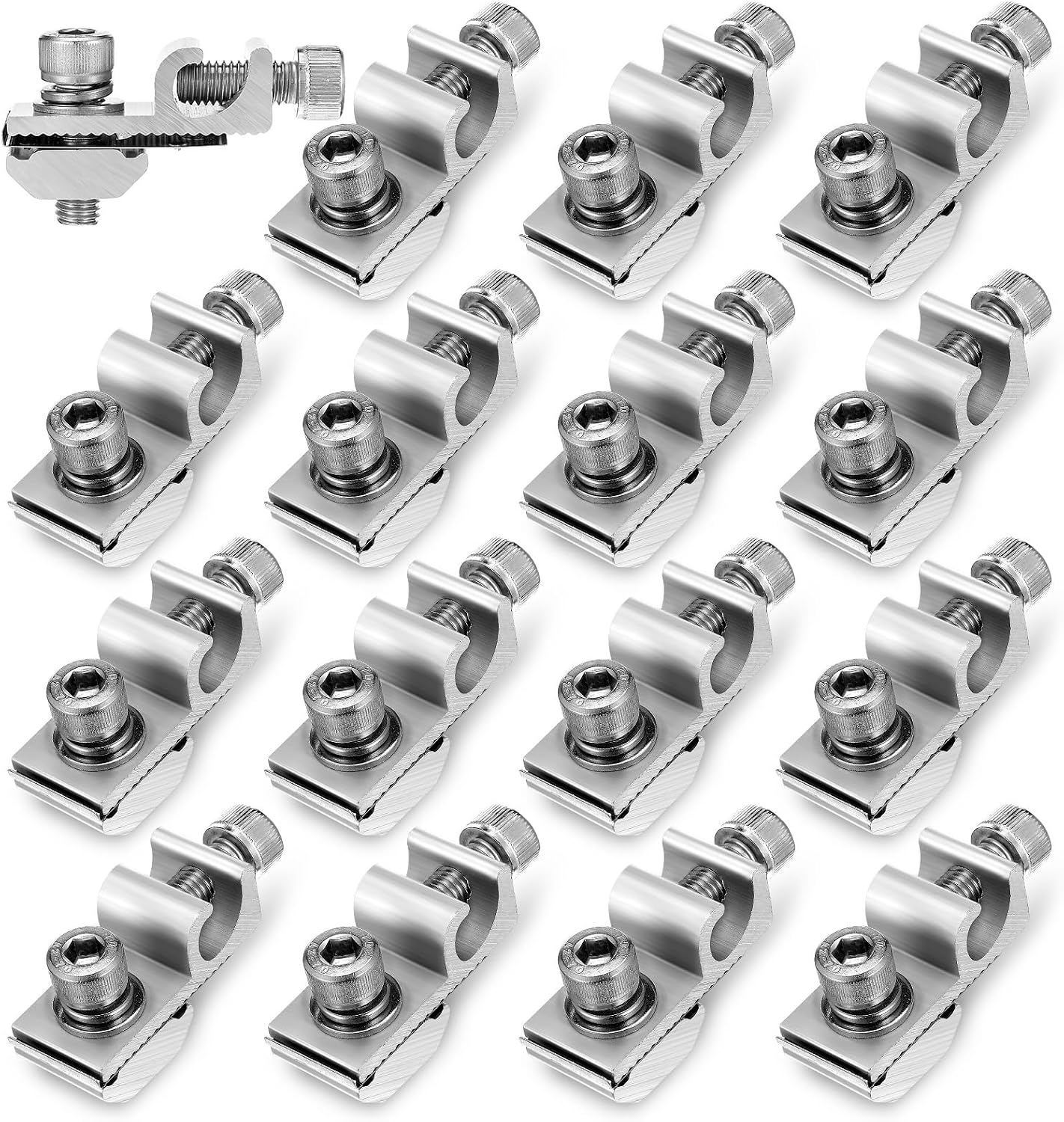 16 Terminales Conexión Tierra Plata Acero Inox Soporte