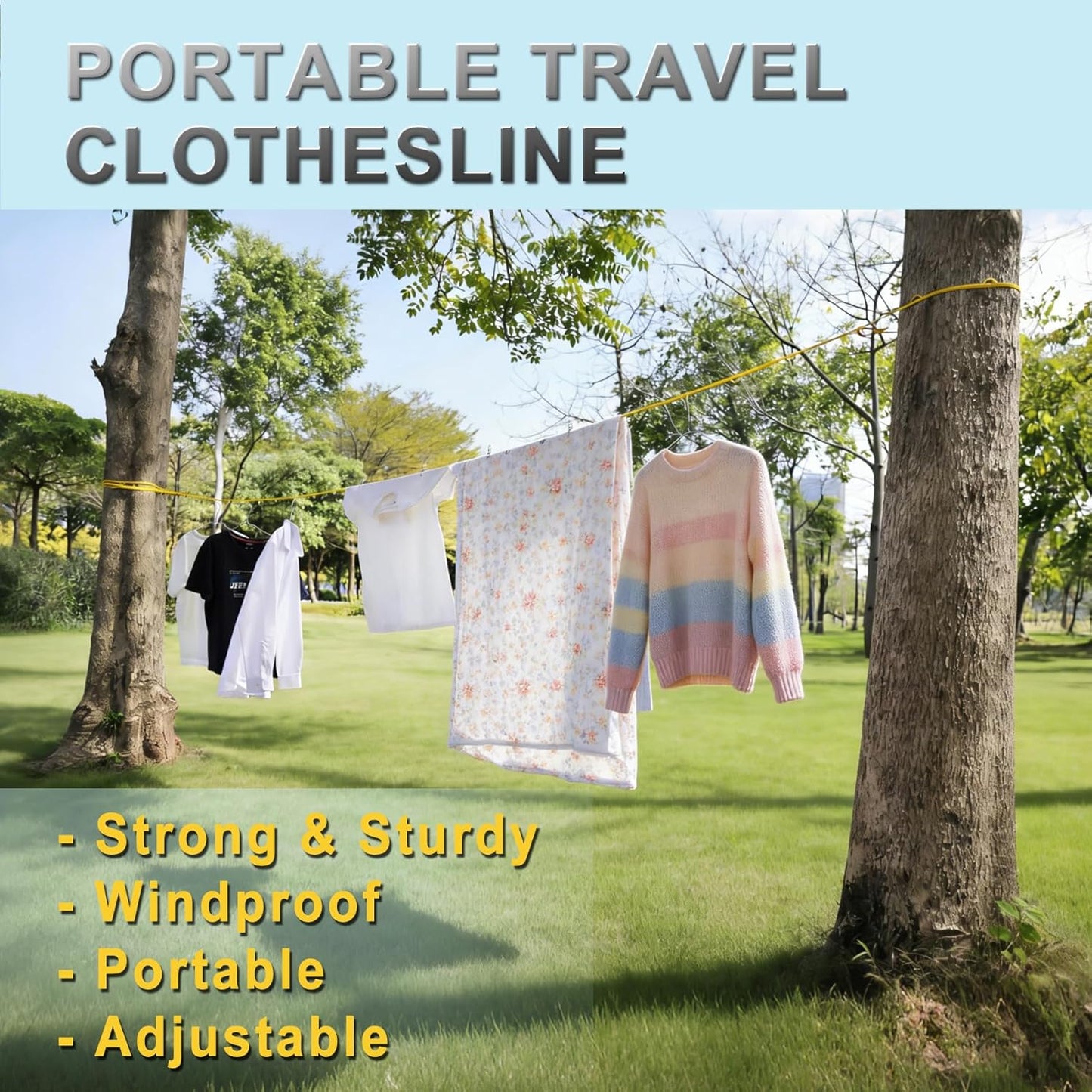 Tendedero portátil resistente al viento 12.5" amarillo