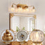 Lámpara baño vintage 4 luces doradas acabado latón antiguo