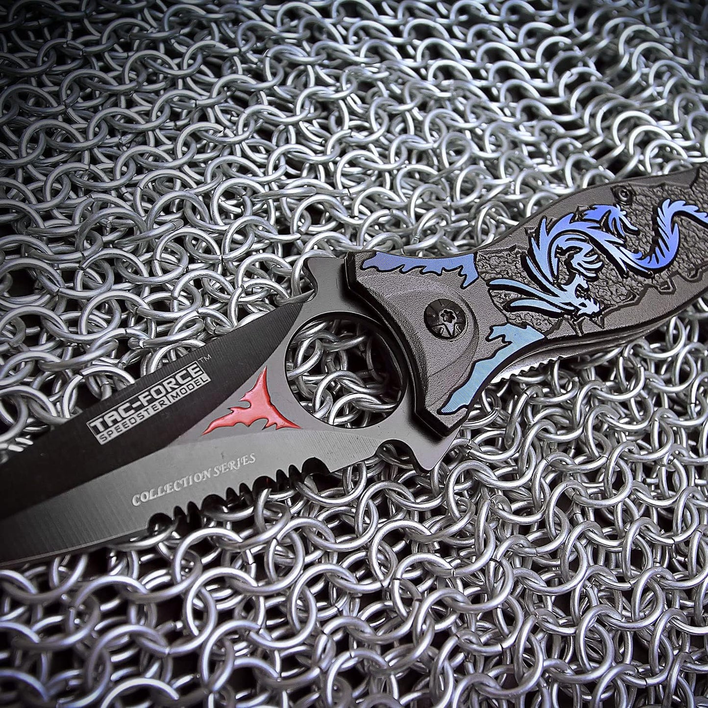 Cuchillo táctico plegable TF-707 negro sierra 4.5pulg