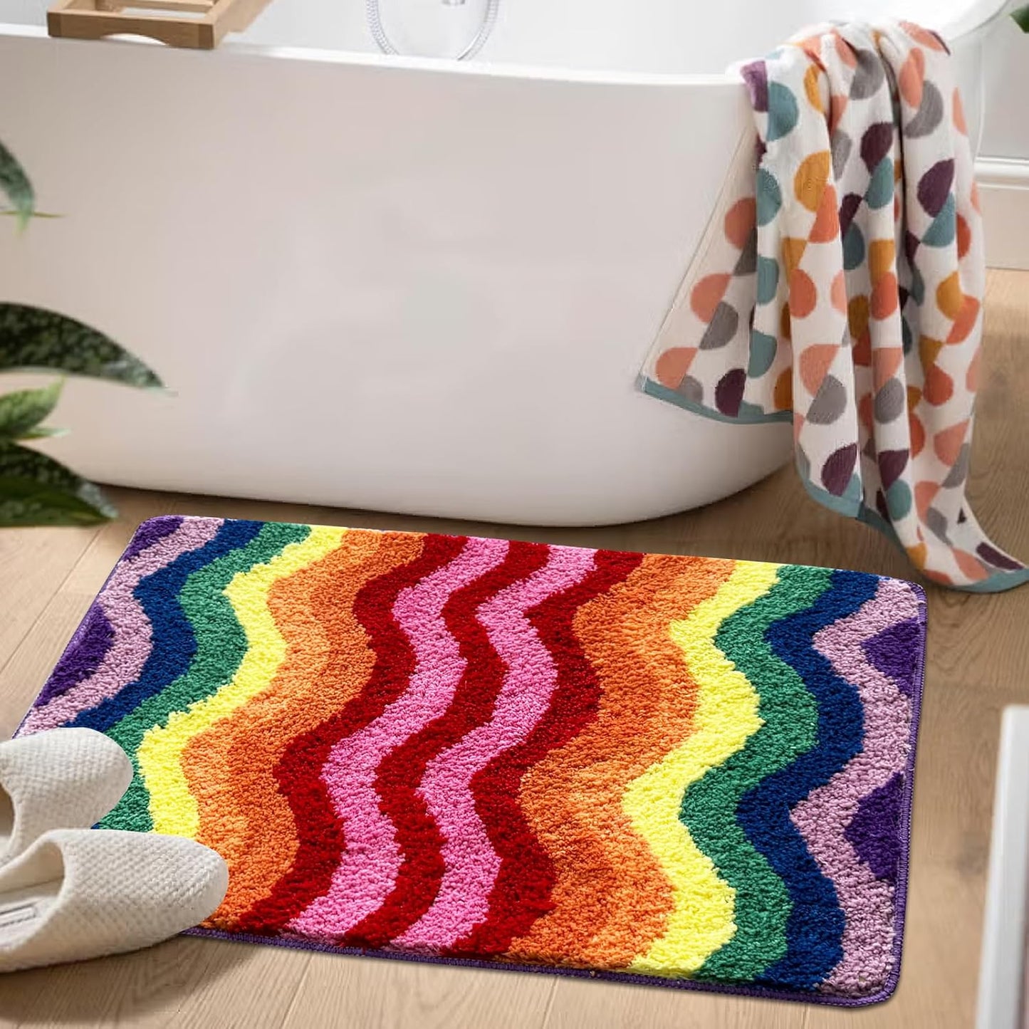 Alfombra baño antideslizante a rayas microfibra gruesa