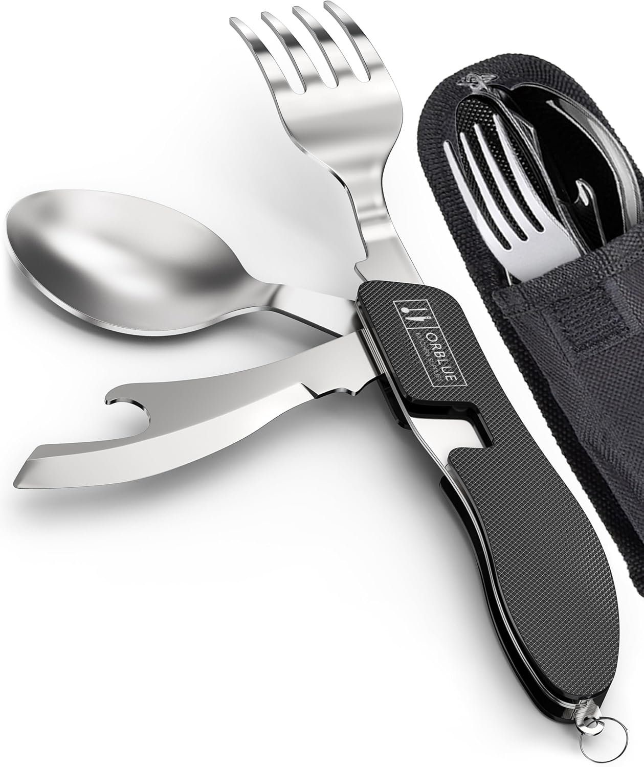Set 2 Cubiertos Acero Inox 4en1 Viaje