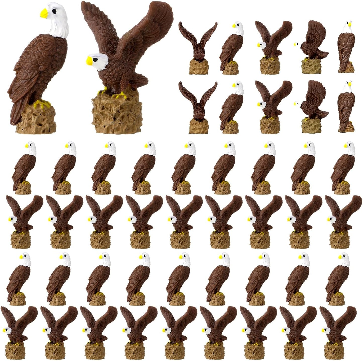50 Pzas Figura Águila Calva Mini Resina Decoración Patriótica