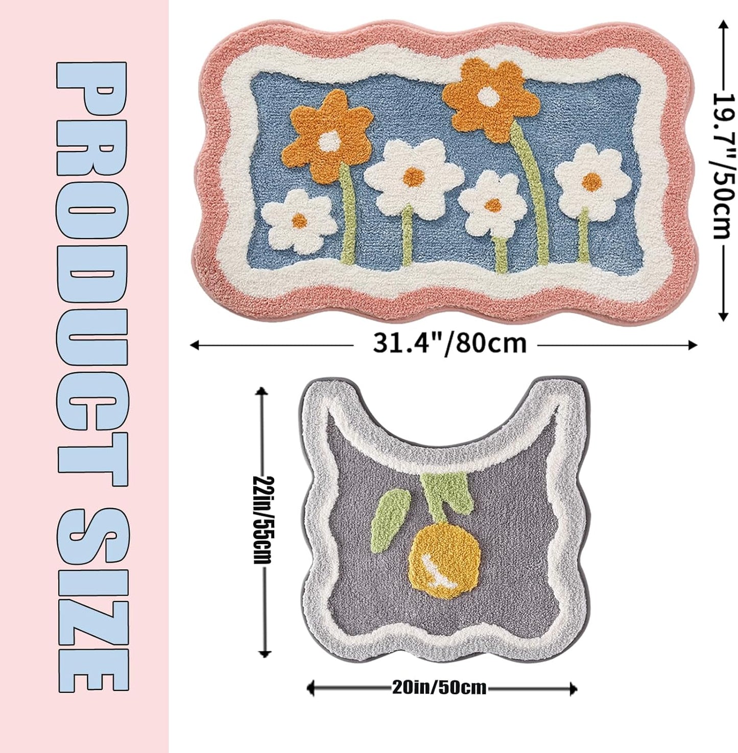 Set 2 Alfombras Baño Microfibra Rosa y Forma U