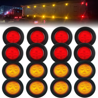 16 Luces LED 2" Redondas para Remolque IP67 con Ojales