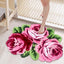 Alfombrilla con 4 rosas azules antiderrap para dormitorio