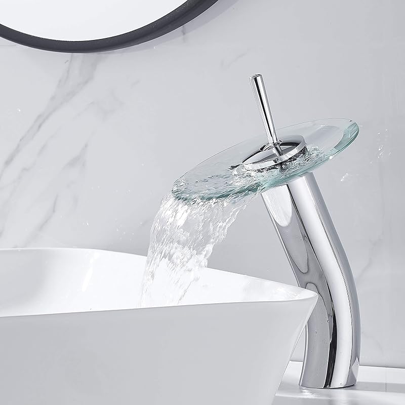 Grifo baño boquilla cascada latón macizo cromo pulido