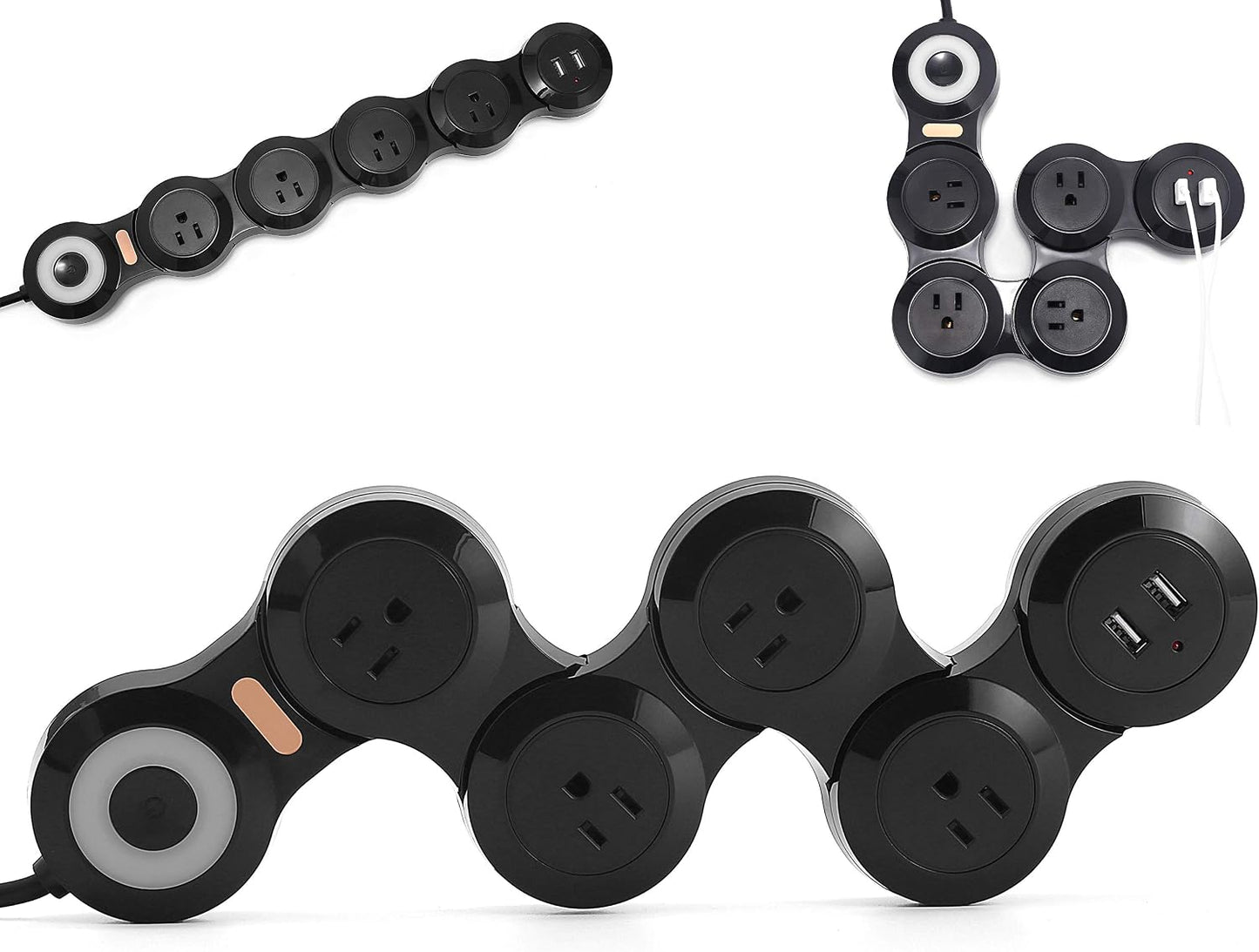 Protector sobretensiones 4 tomacorrientes 2 USB 6ft negro