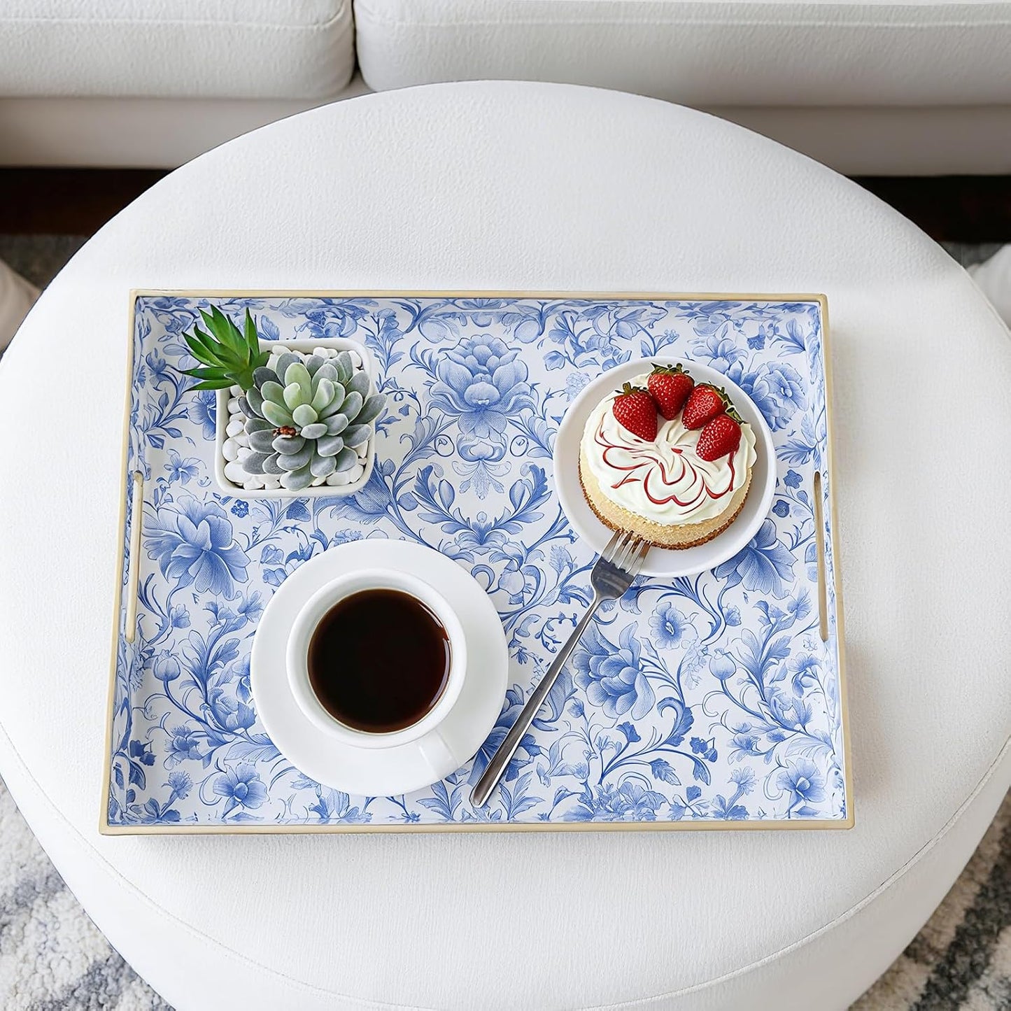 Bandeja servir plástico 15.75x11.81pulg estilo porcelana china