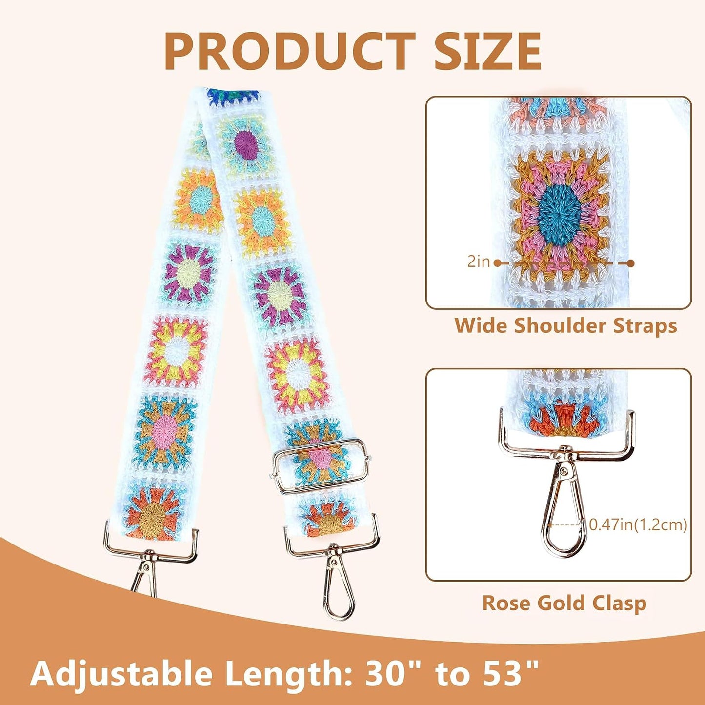 Correa ajustable para bolso mujer 2pulg bordada