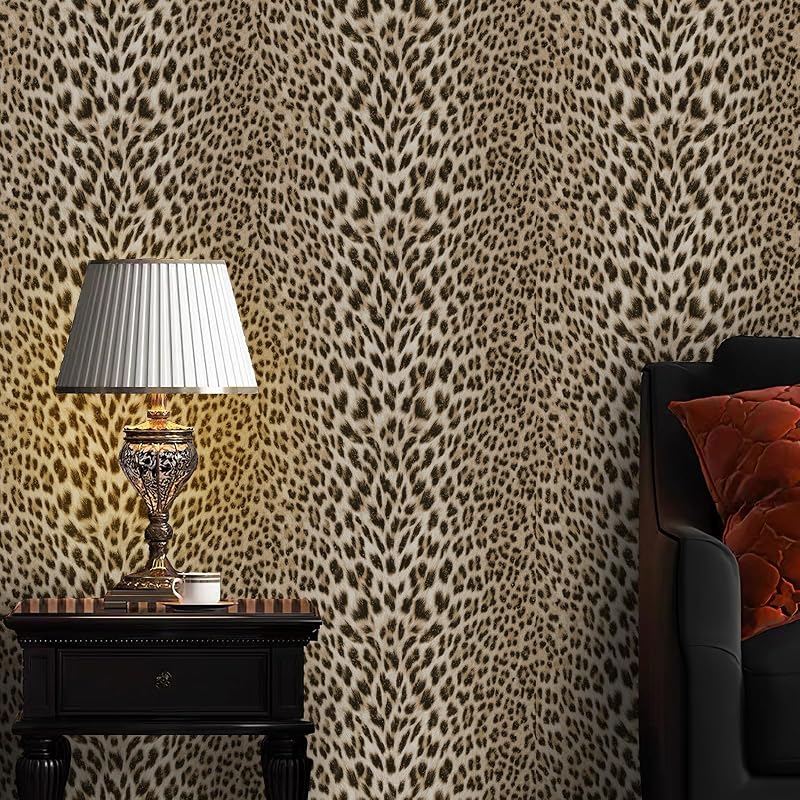 Papel pintado leopardo 17.3x472.4" sin pegar textura 3D