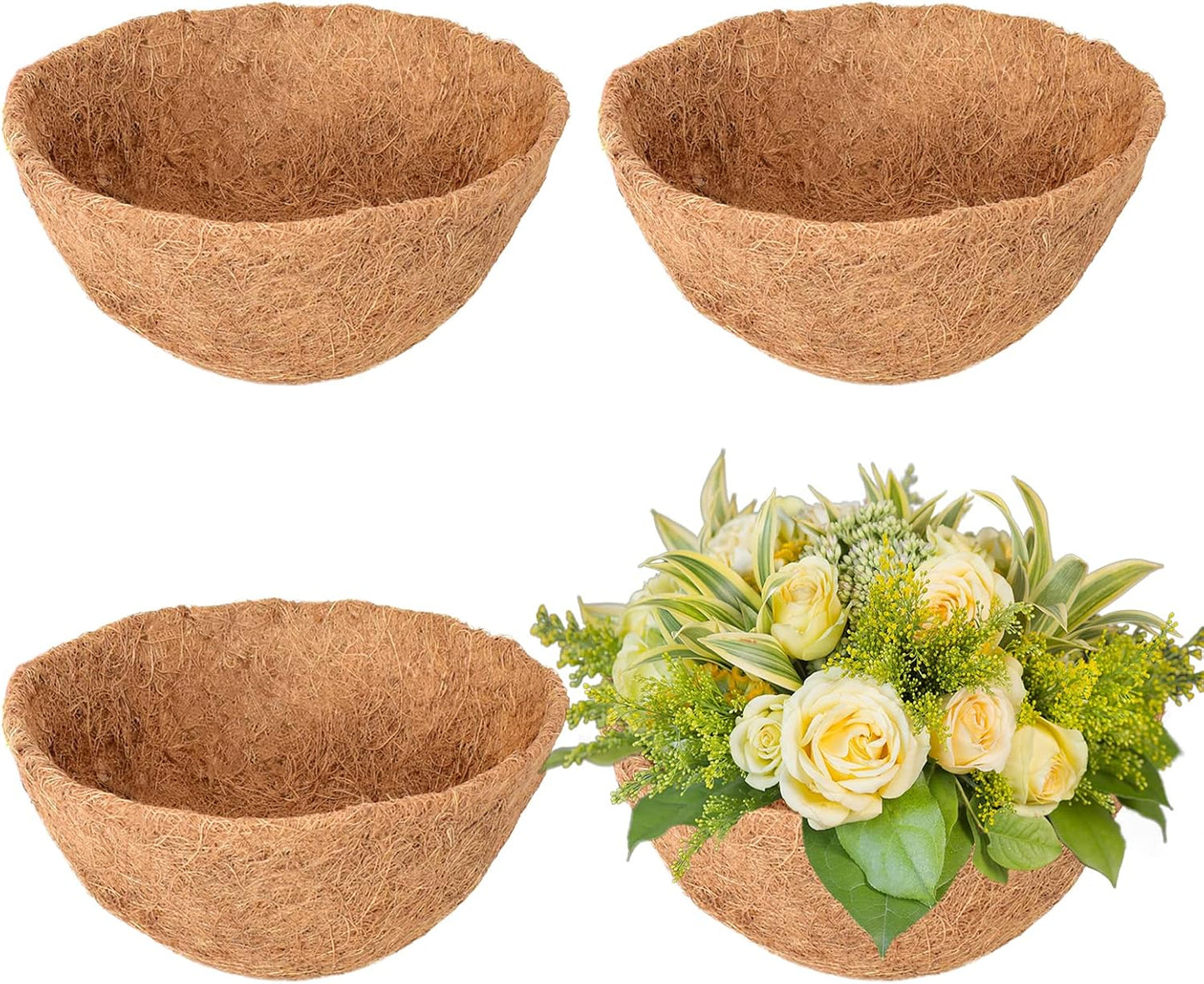 4 Forros Cesta Colgante 45cm Fibra Coco Natural Redondos
