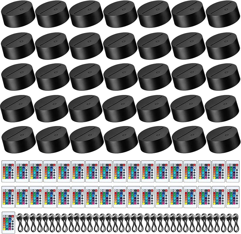 35 Bases Luz LED 3D 16 Colores Acrílicas con Control Remoto