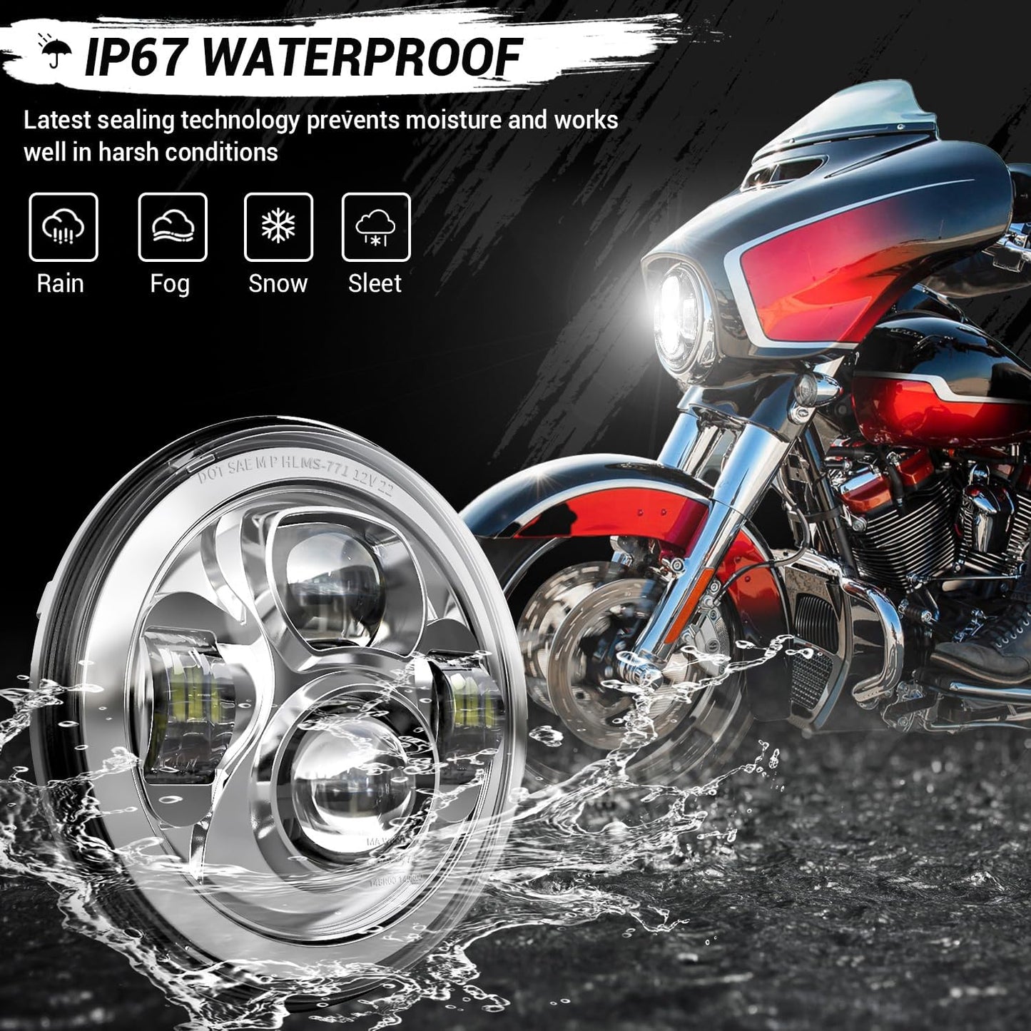 Kit luz LED 7" para motocicleta Harley