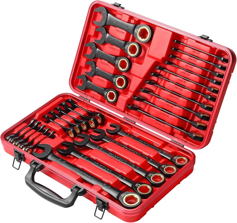 Set 30 Pzas Llaves Trinquete Métricas SAE Profesional