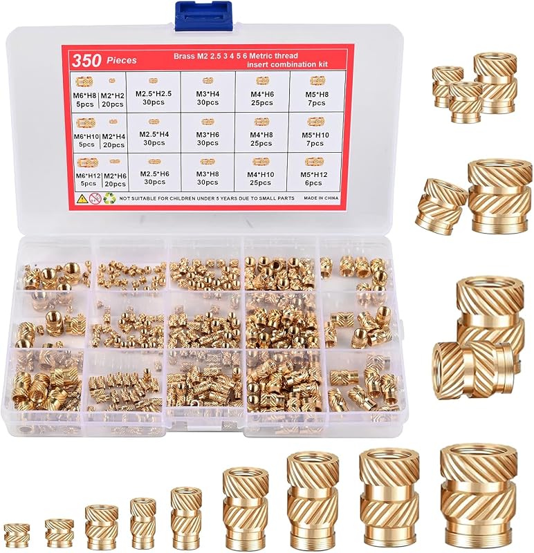 Kit 350 pzas tuercas moleteadas latón M2-M6