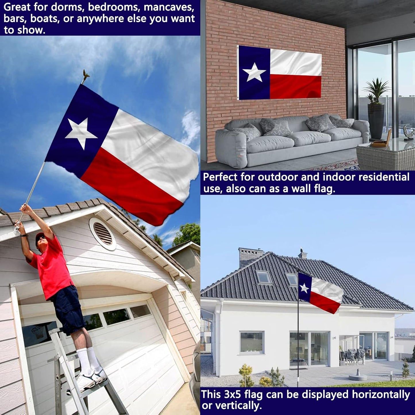Bandera Texas 2x3" doble cara poliéster 210D