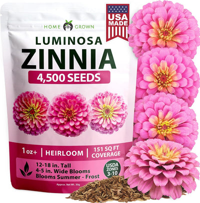 Semillas zinnia rosa 4500 luminosa anual floración rápida